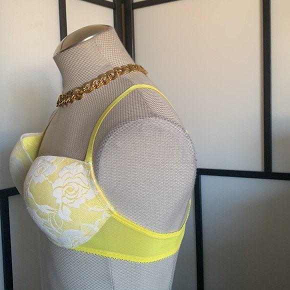 36C Women's Signature Lace Push-Up Yellow Adjustable Bra Y2K Feminine Casual - Picture 4 of 14